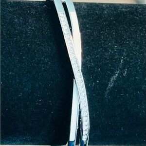 Silver-Tone Crisscross Bracelet with Rhinestones